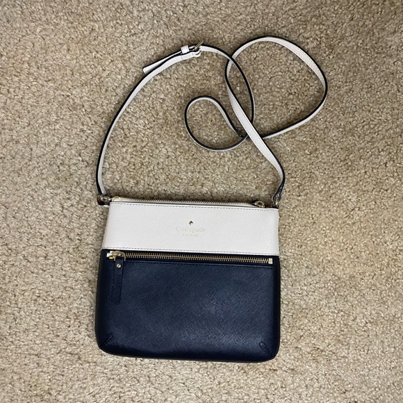 kate spade Handbags - Kate Spade Black Ivory Saffiano Leather Crossbody Bag